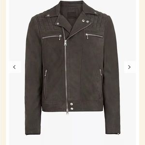 All Saints Bandon suede biker jacket.
